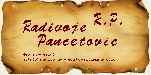 Radivoje Pančetović vizit kartica
